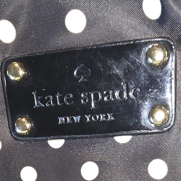 Kate Spade Stevie Baby Bag Large Black & White Polka Dot Nylon Diaper Bag Purse - Picture 7 of 14